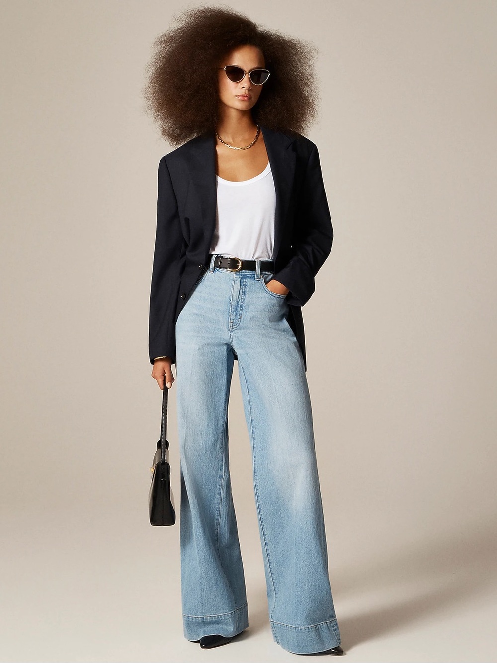 J. Crew Light Blue High-Rise Trouser Wide-Leg Jeans size 27
